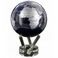 6" Metallic Silver & Black World Globe