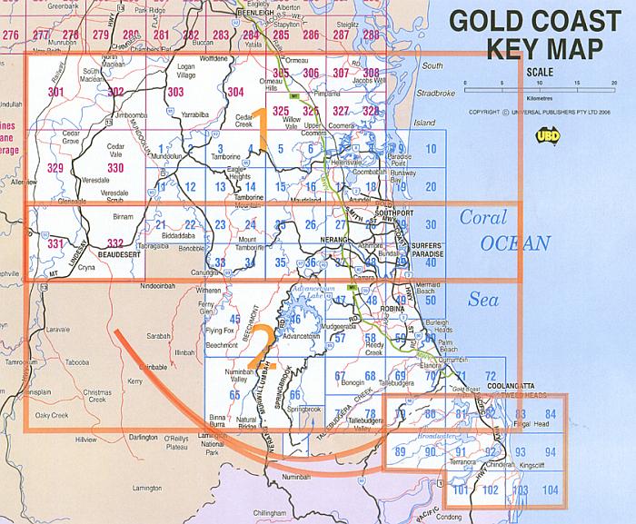 Gold Coast 2 Sheet (1 Sheet Option) Gold Coast Street Directory extract